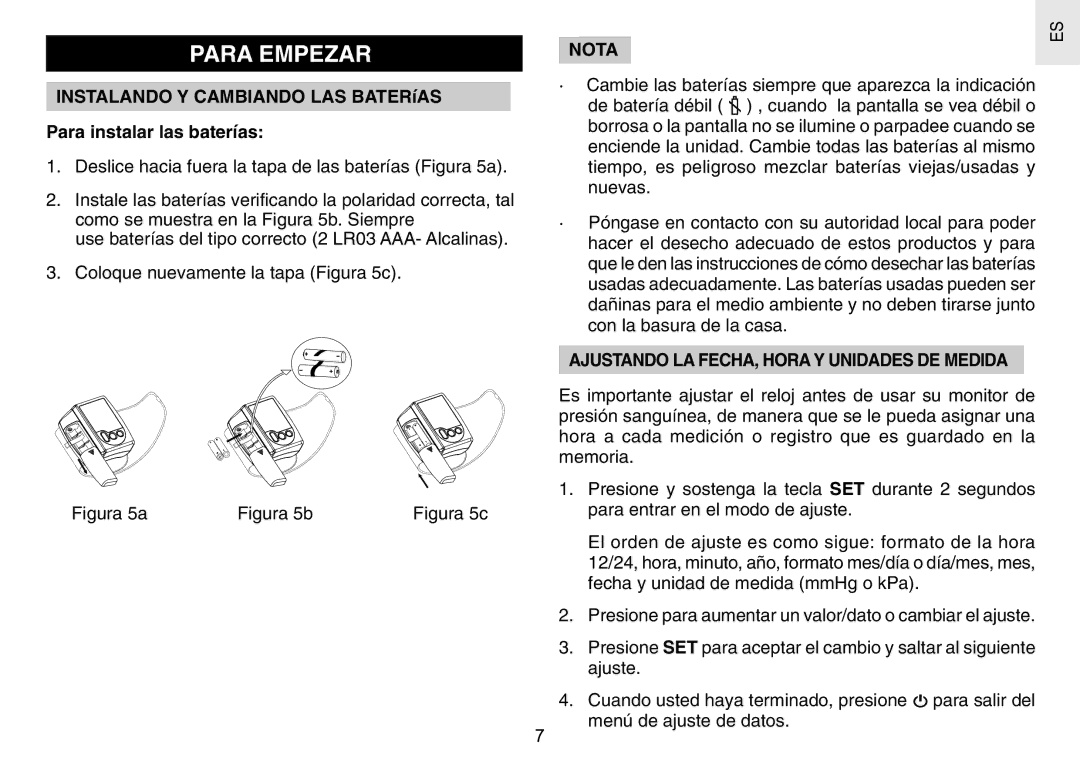 Oregon Scientific BPW120 user manual Para Empezar, Ajustando LA FECHA, Hora Y Unidades DE Medida 