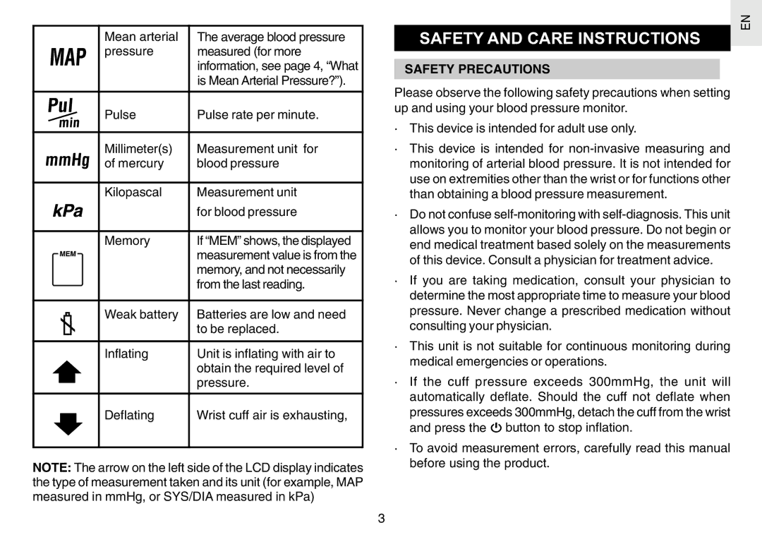 Oregon Scientific BPW120 user manual Is Mean Arterial Pressure?, Memory, and not necessarily, From the last reading 