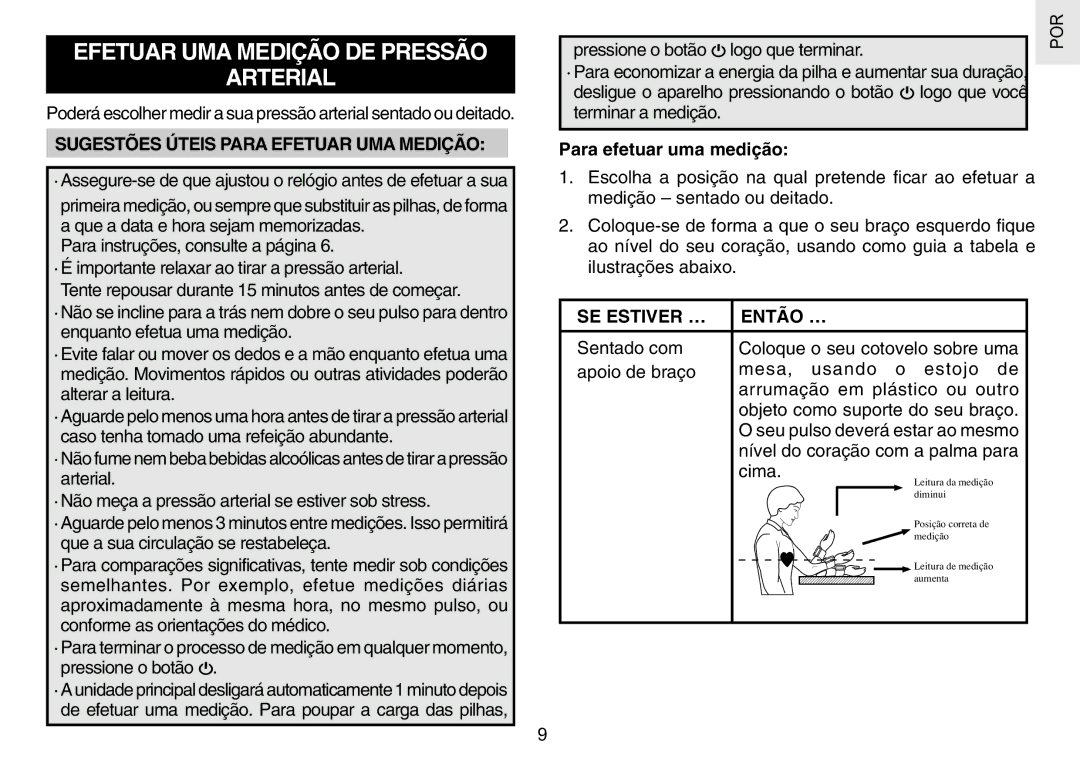 Oregon Scientific BPW120 Efetuar UMA Medição DE Pressão Arterial, Sugestões Úteis Para Efetuar UMA Medição, SE Estiver … 