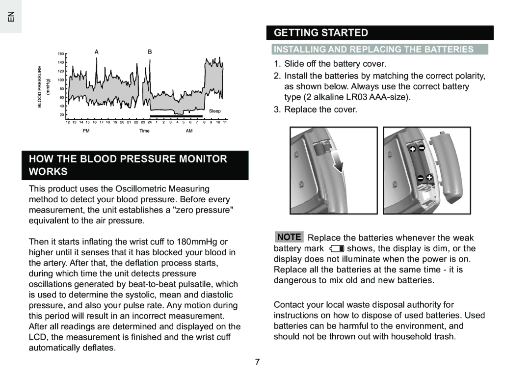 Oregon Scientific BPW810 Getting Started, HOW the Blood Pressure Monitor Works, Installing and Replacing the Batteries 