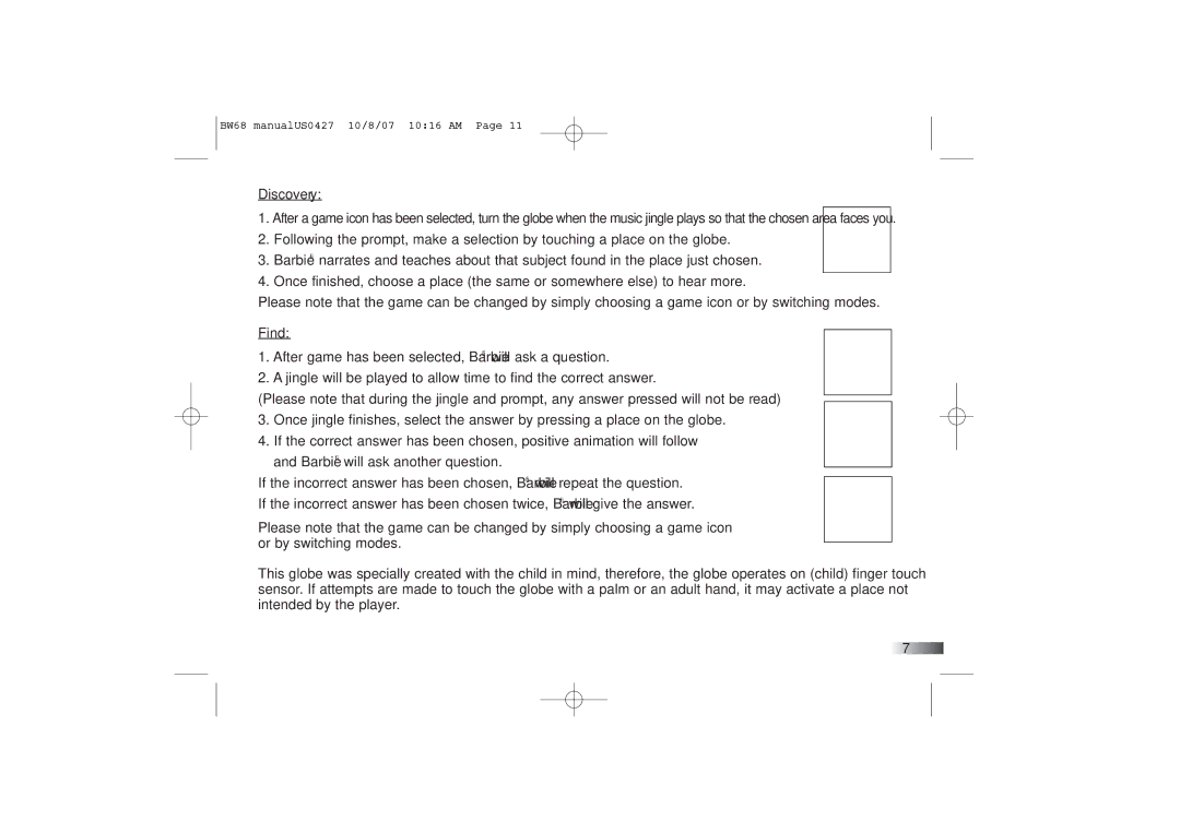 Oregon Scientific BW68 manual Discovery, Find 