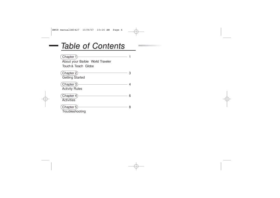 Oregon Scientific BW68 manual Table of Contents 