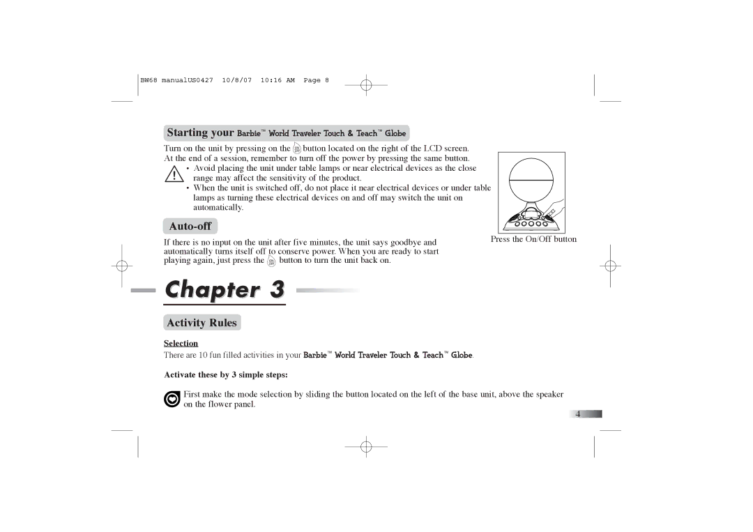 Oregon Scientific BW68 manual Auto-off, Activity Rules, Selection, Activate these by 3 simple steps 