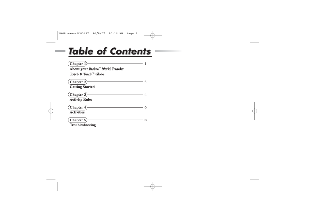 Oregon Scientific BW68 manual Table of Contents 