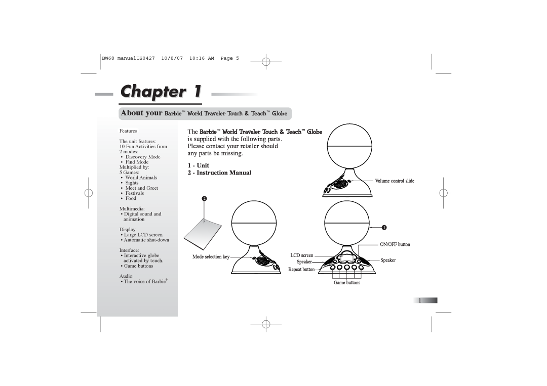 Oregon Scientific BW68 manual Chapter, Unit 2 - Instruction Manual 