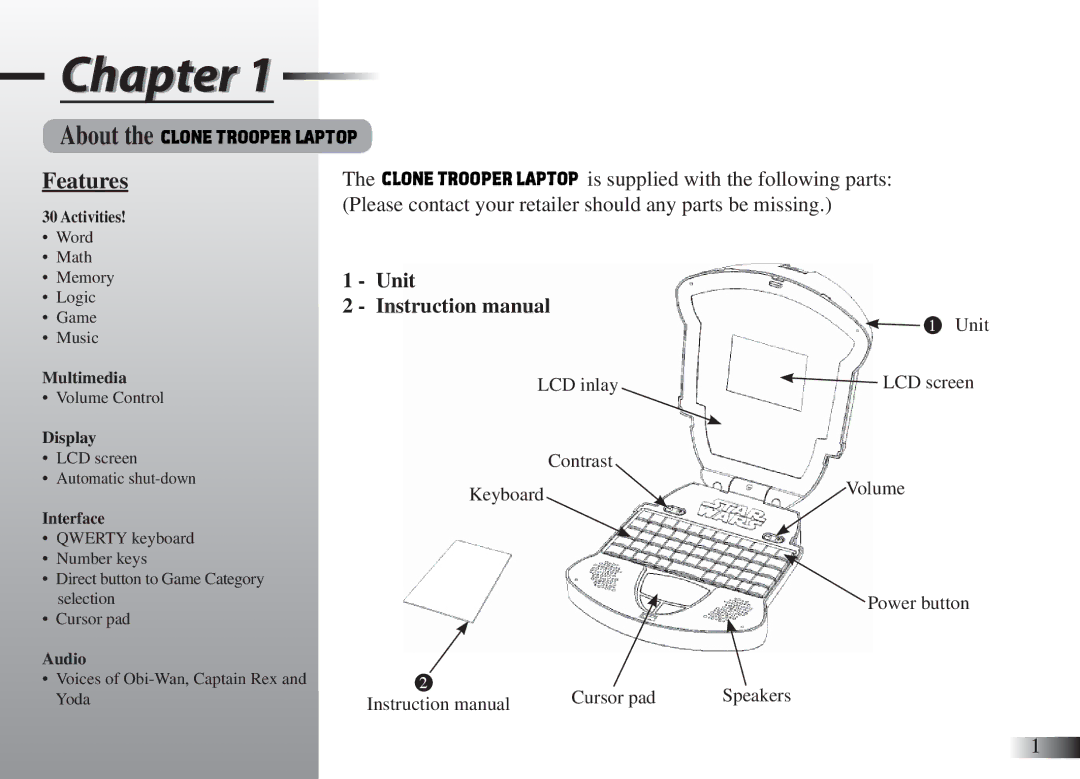 Oregon Scientific Clone Trooper Laptop manual Features, Unit 