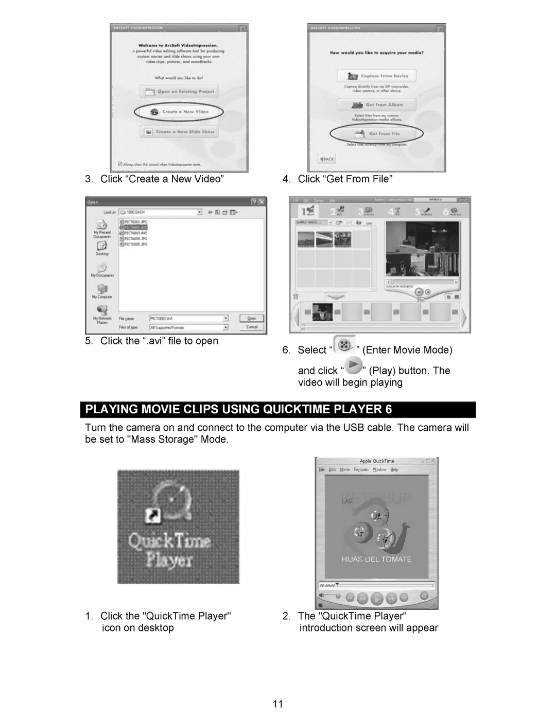 Oregon Scientific DS6300 user manual Playing Movie Clips Using Quicktime Player 