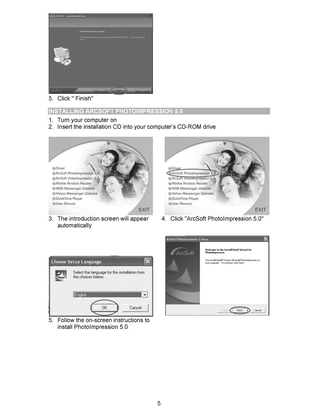 Oregon Scientific DS6300 user manual Installing Arcsoft Photoimpression 