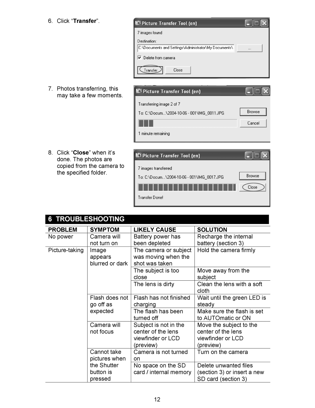 Oregon Scientific DS6310 user manual Troubleshooting, Problem Symptom Likely Cause Solution 