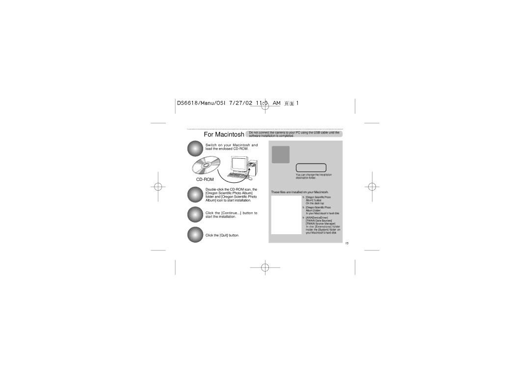 Oregon Scientific DS6618 user manual For Macintosh 