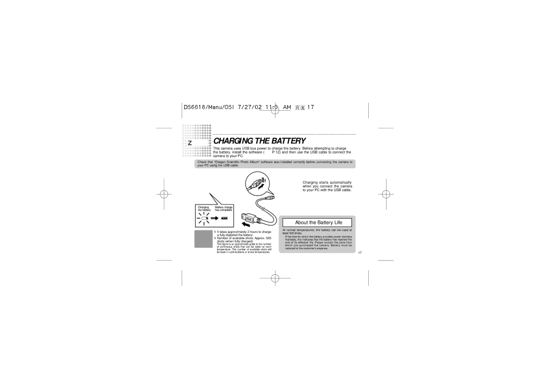 Oregon Scientific DS6618 user manual Charging the Battery, About the Battery Life 