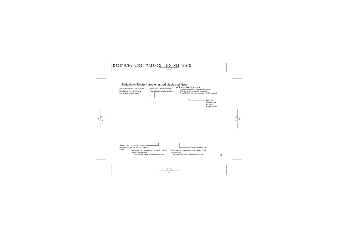 Oregon Scientific DS6618 user manual Slideshow/Single-frame enlarged display window 