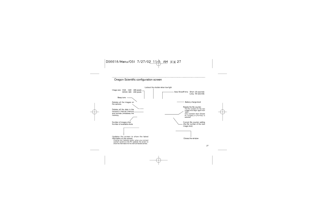 Oregon Scientific DS6618 user manual Oregon Scientific configuration screen 