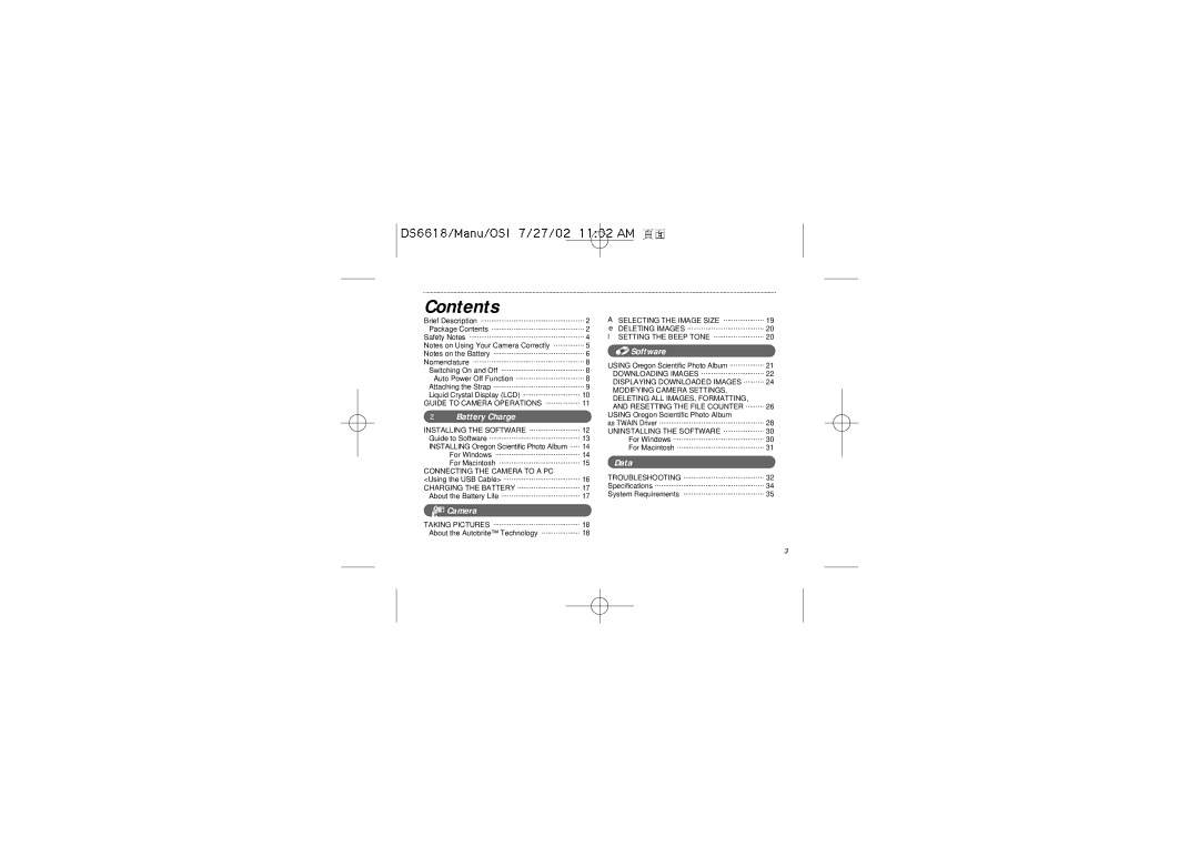 Oregon Scientific DS6618 user manual Contents 