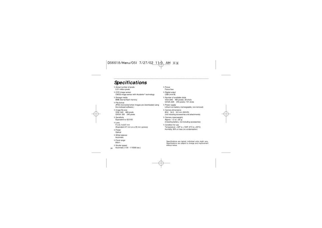 Oregon Scientific DS6618 user manual Specifications, Condition for use 