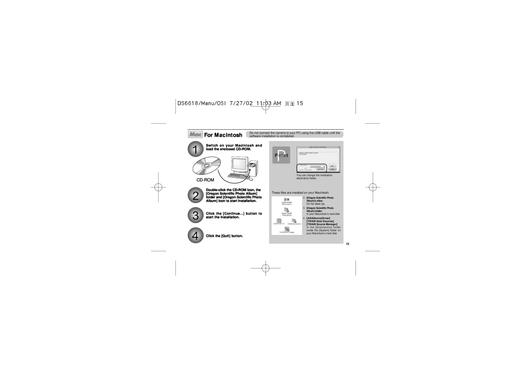 Oregon Scientific DS6618 user manual For Macintosh, Cd-Rom 