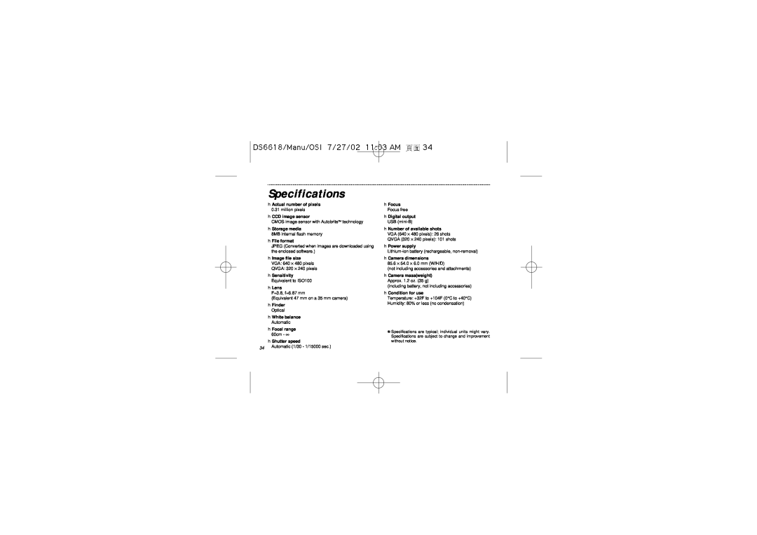 Oregon Scientific DS6618 user manual Specifications 