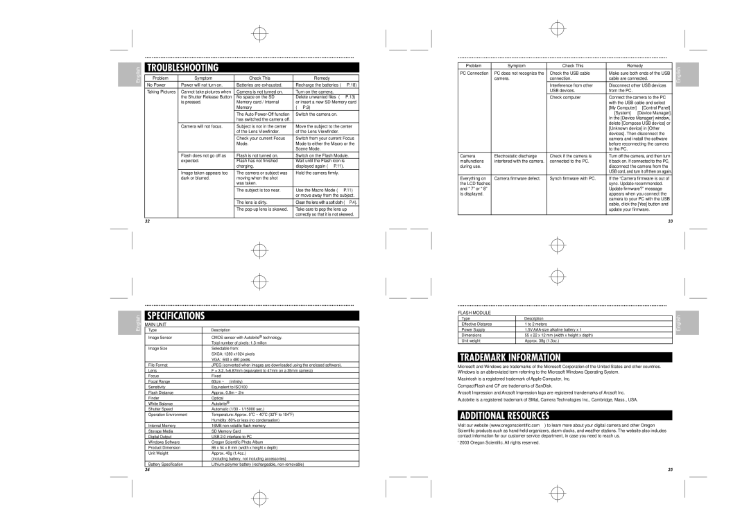 Oregon Scientific DS6628 user manual Trademark Information, Additional Resources, Españ, Main Unit, Flash Module 