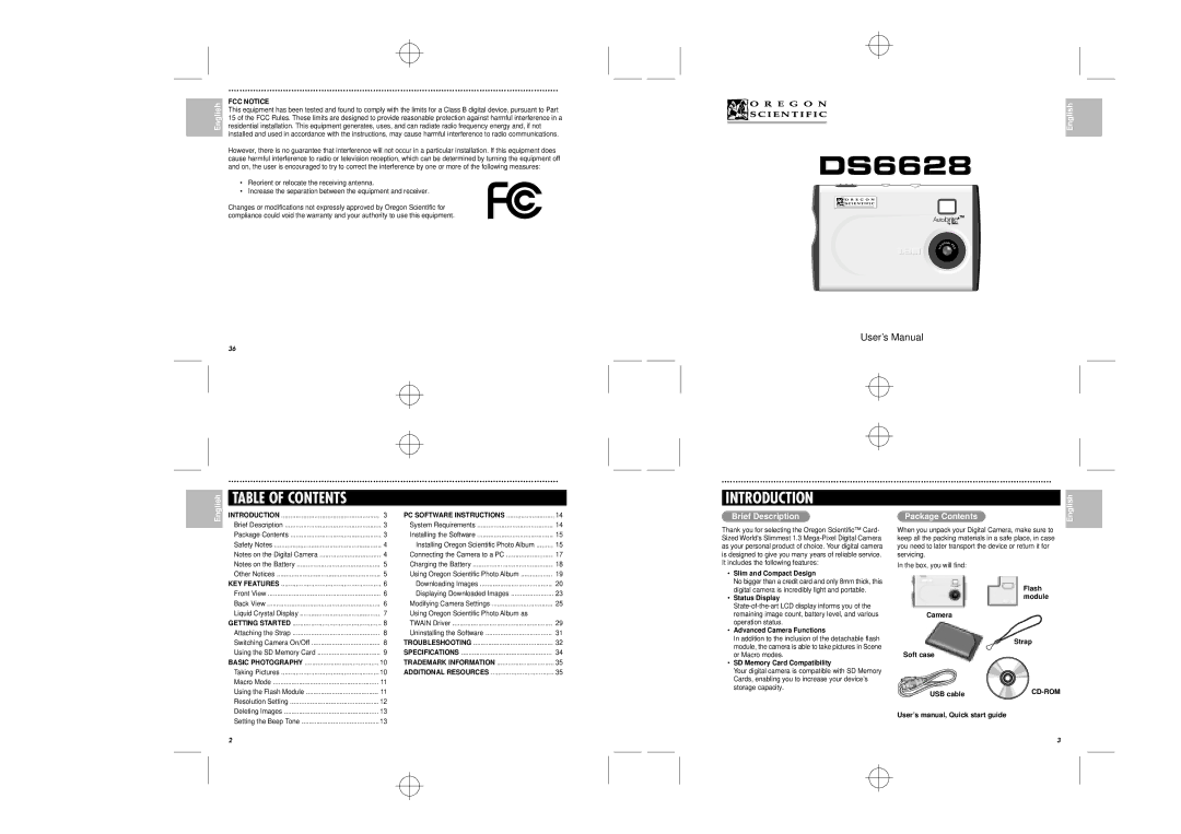 Oregon Scientific DS6628 user manual Table of Contents, Introduction 