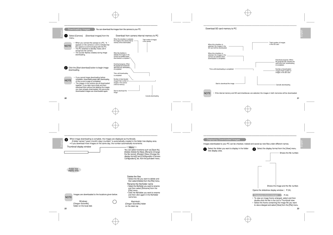 Oregon Scientific DS6628 user manual Downloading Images, Displaying Downloaded Images, Deutsch Franç ais English Italiano 