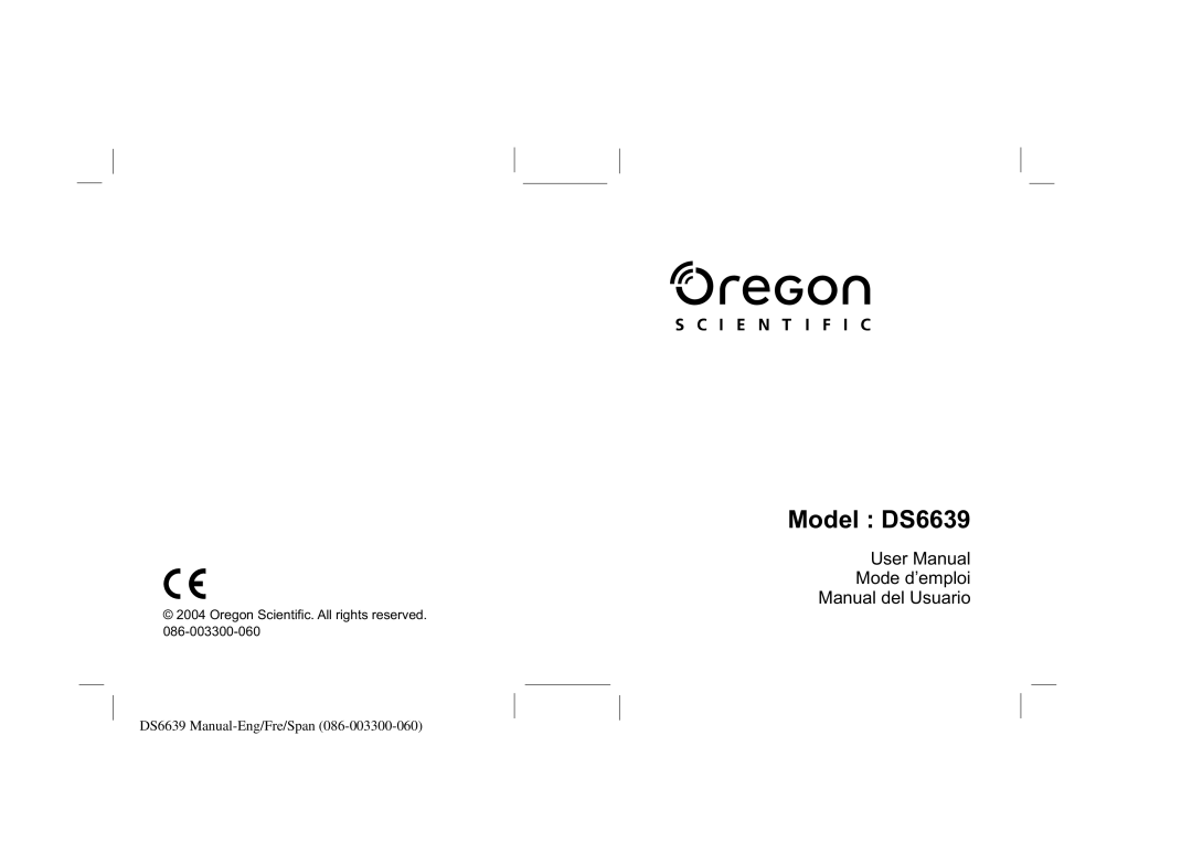 Oregon Scientific user manual Model DS6639 