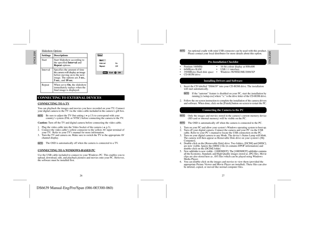 Oregon Scientific DS6639 user manual Connecting to External Devices, Connecting to a TV, Connecting to a WINDOWS-BASED PC 