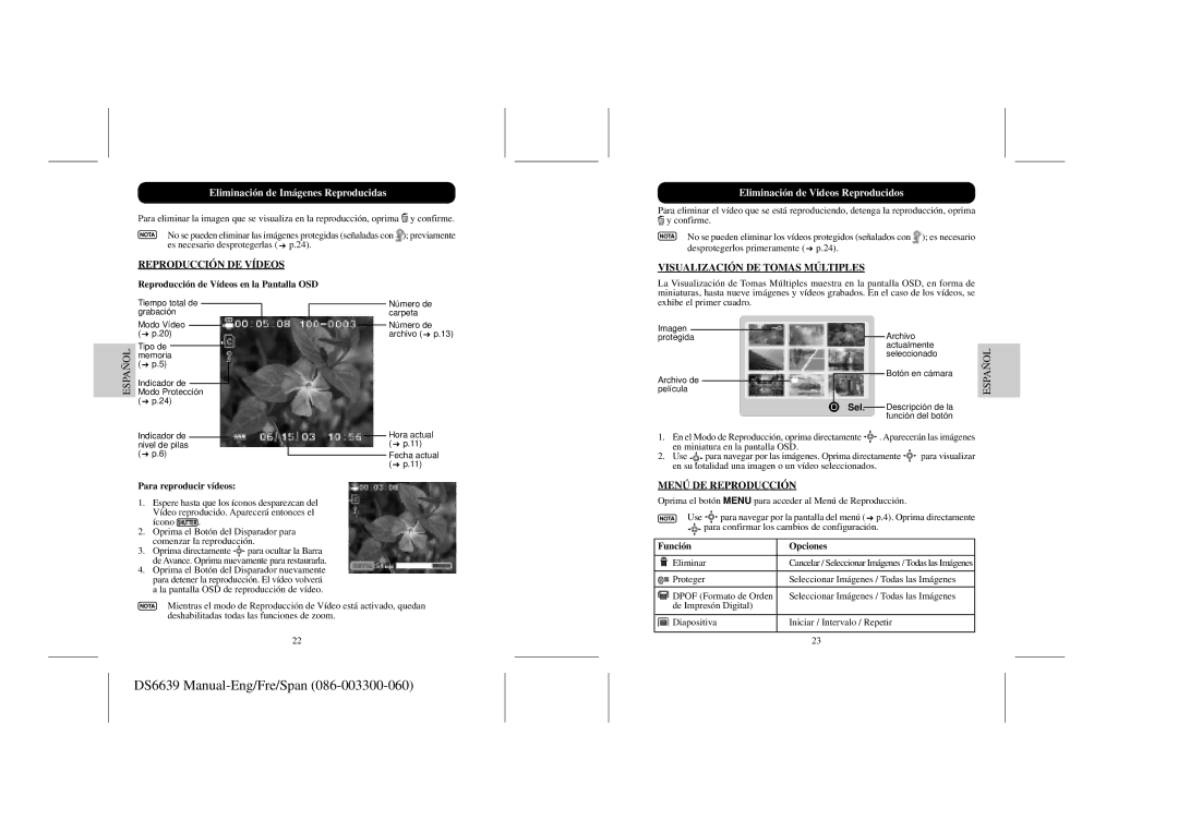 Oregon Scientific DS6639 Eliminación de Imágenes Reproducidas, Reproducción DE Vídeos, Eliminación de Videos Reproducidos 