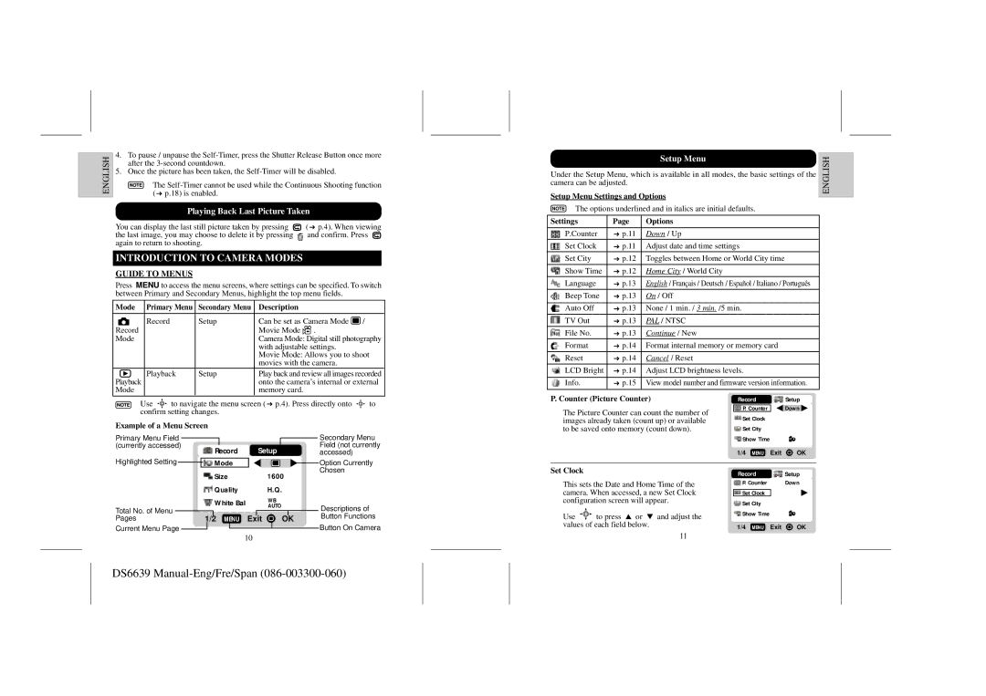 Oregon Scientific DS6639 user manual Introduction to Camera Modes, Playing Back Last Picture Taken, Guide to Menus 