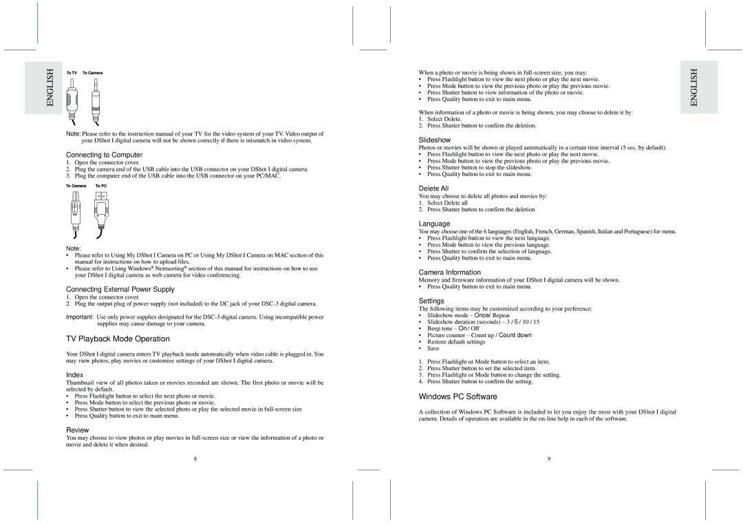 Oregon Scientific DS6868 user manual TV Playback Mode Operation, Windows PC Software 