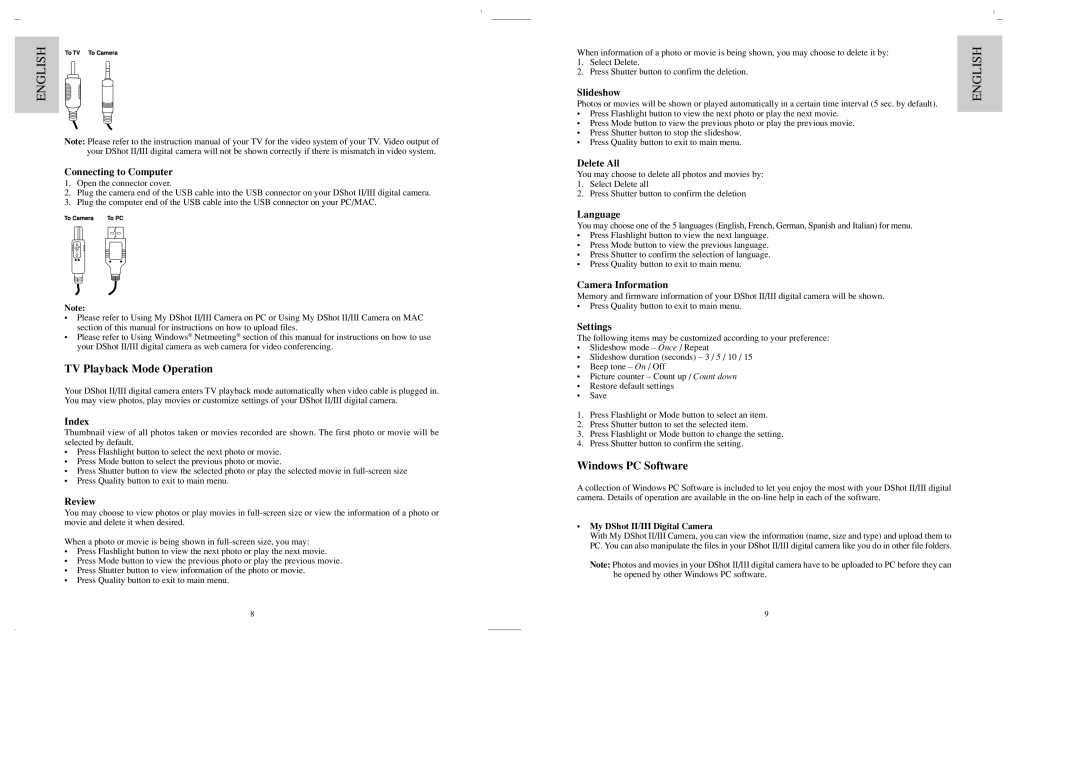 Oregon Scientific DS6888A user manual TV Playback Mode Operation, Windows PC Software 