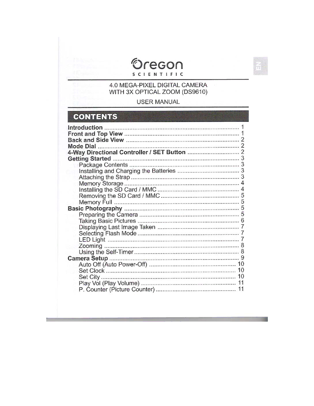 Oregon Scientific DS9610 manual 