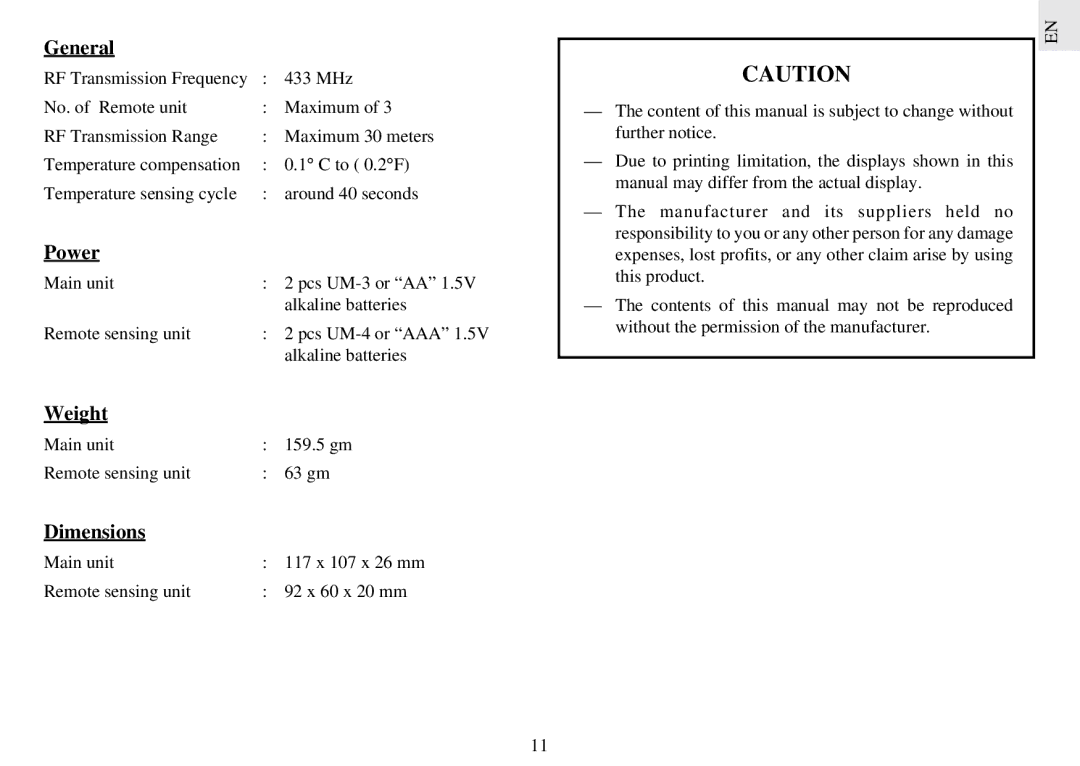 Oregon Scientific EMR812HGN user manual Power 