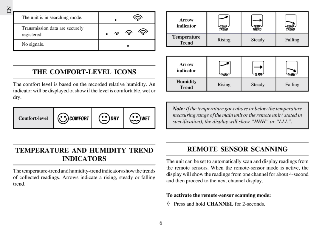 Oregon Scientific EMR812HGN COMFORT-LEVEL Icons, Temperature and Humidity Trend Indicators, Remote Sensor Scanning 