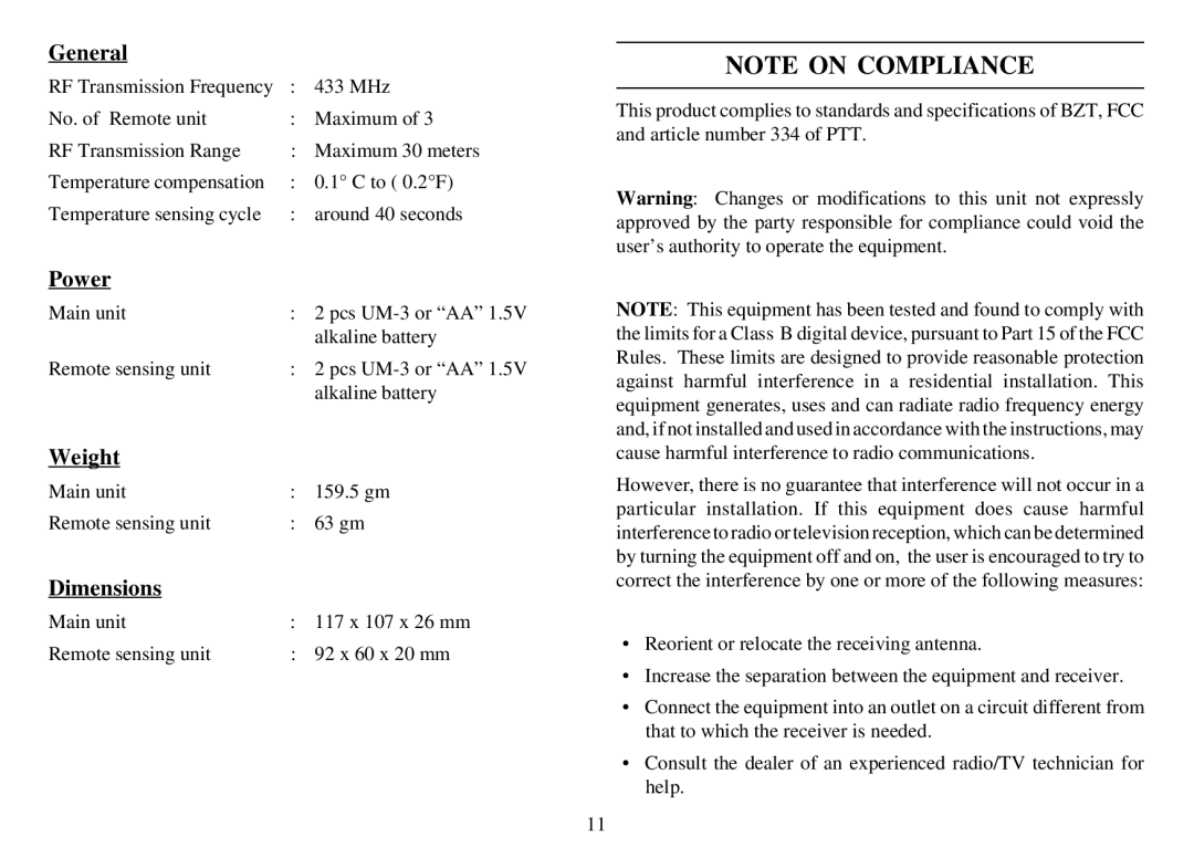 Oregon Scientific EMR963HG user manual Power 