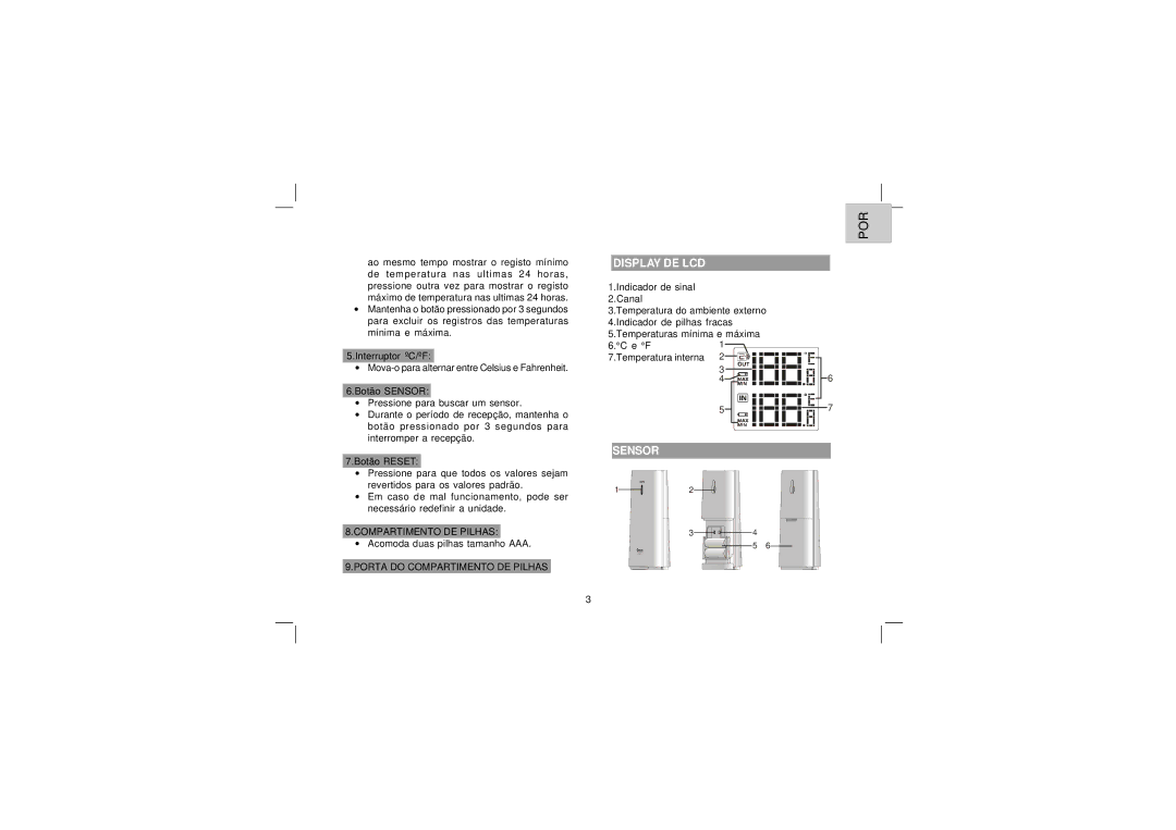 Oregon Scientific EW91 user manual Display DE LCD, Sensor 