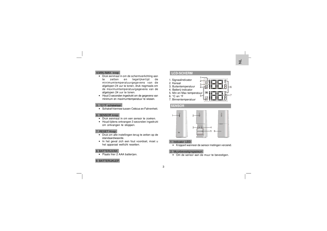 Oregon Scientific EW91 user manual Lcd-Scherm, Sensor 