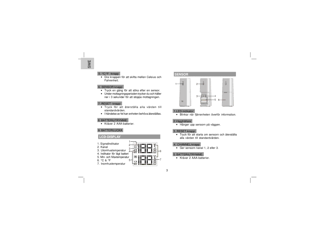 Oregon Scientific EW91 user manual Batteriutrymme 