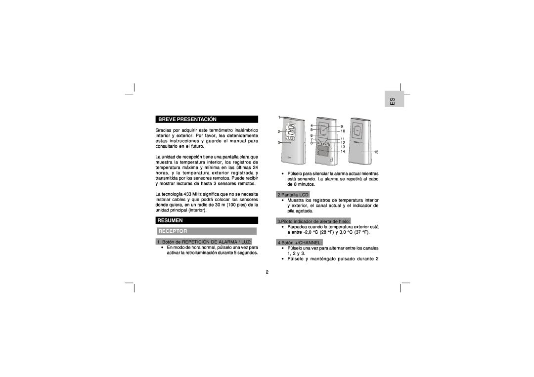 Oregon Scientific EW92 user manual Breve Presentación, Resumen Receptor 