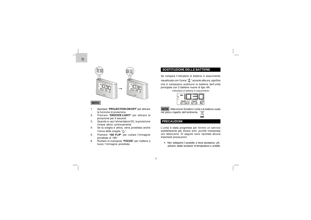 Oregon Scientific EW96 user manual Sostituzione Delle Batterie, Precauzioni 