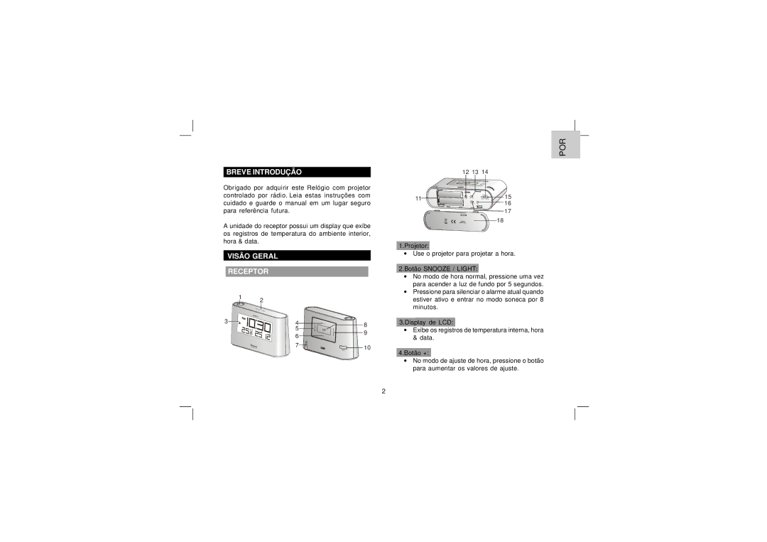 Oregon Scientific EW96 user manual Breve Introdução, Visão Geral Receptor 