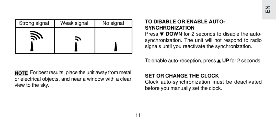 Oregon Scientific FSP-301 specifications To Disable or Enable Auto Synchronization, SET or Change the Clock 