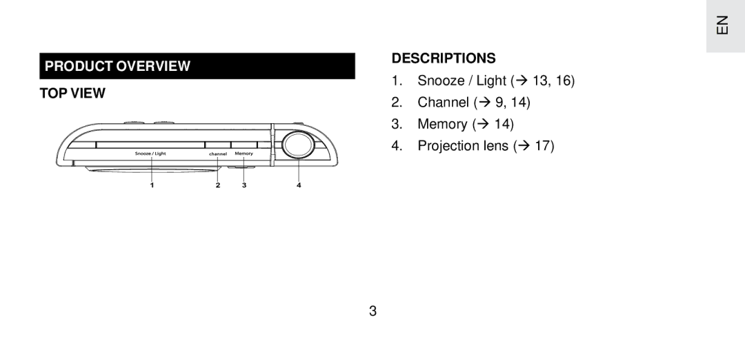 Oregon Scientific FSP-301 specifications Product Overview, Descriptions TOP View 