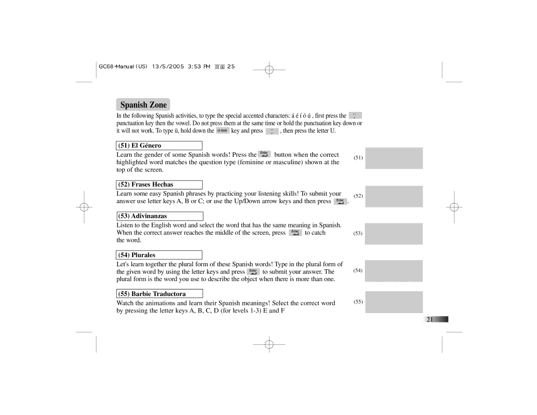 Oregon Scientific G068 manual Spanish Zone 