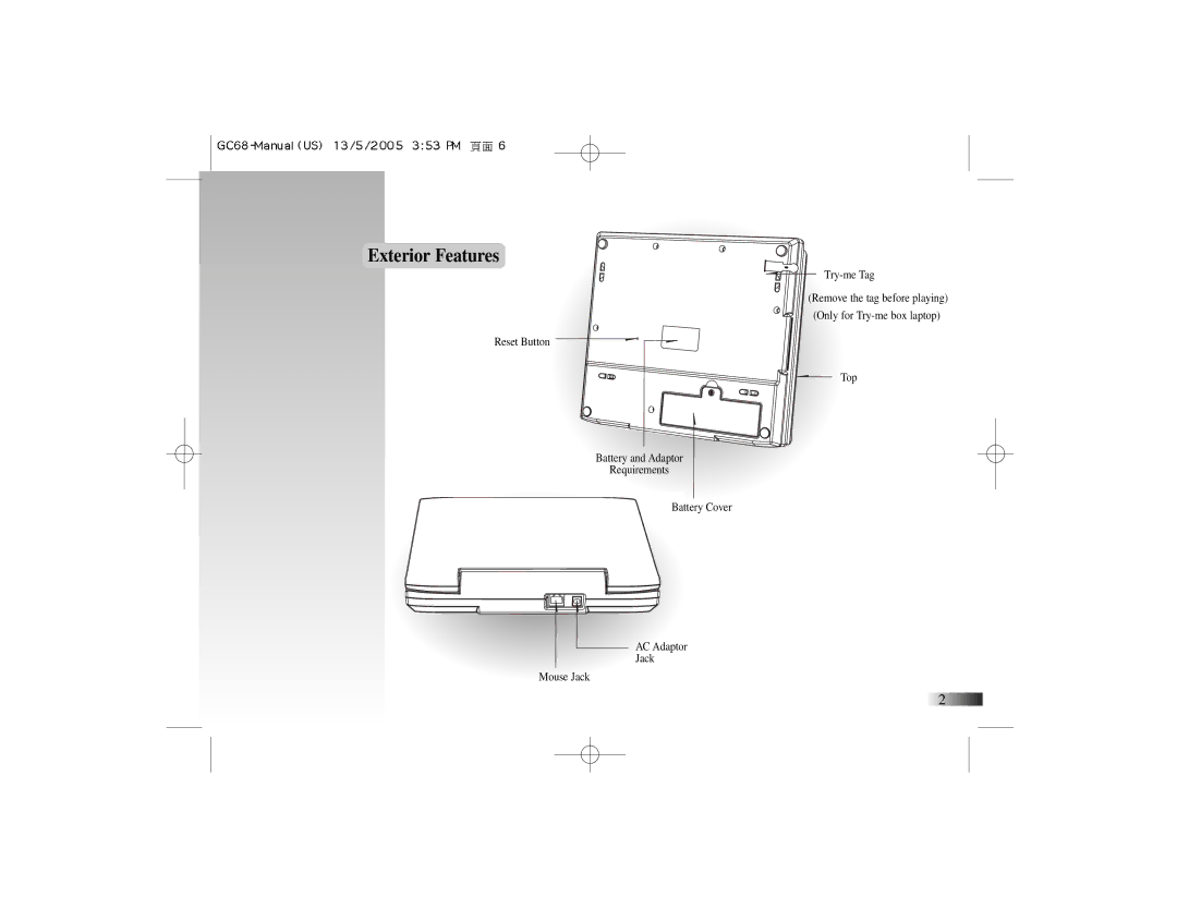 Oregon Scientific G068 manual Exterior Features 