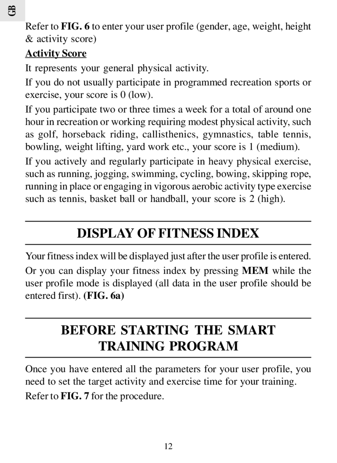 Oregon Scientific HR308 user manual Display of Fitness Index, Before Starting the Smart Training Program 