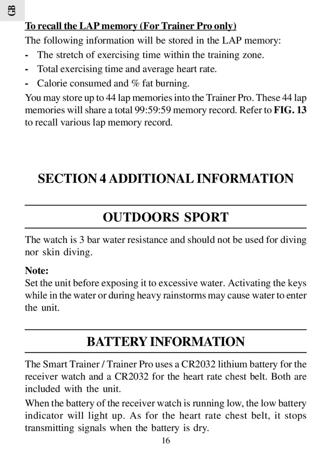 Oregon Scientific HR308 user manual Additional Information Outdoors Sport, Battery Information 