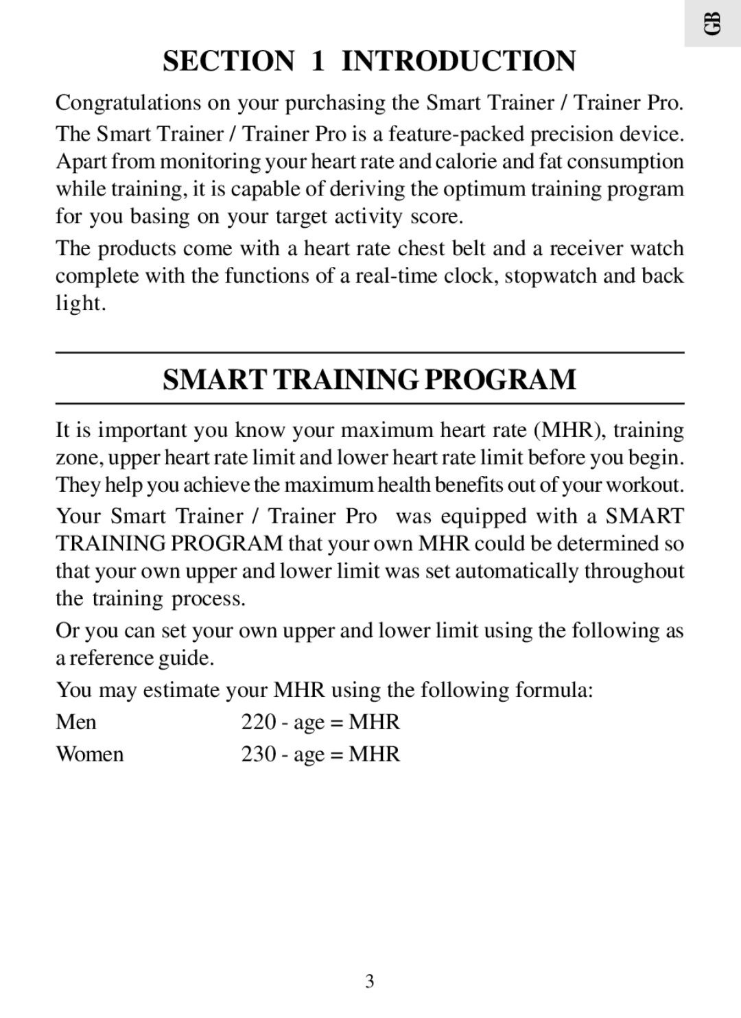 Oregon Scientific HR308 user manual Introduction, Smart Training Program 