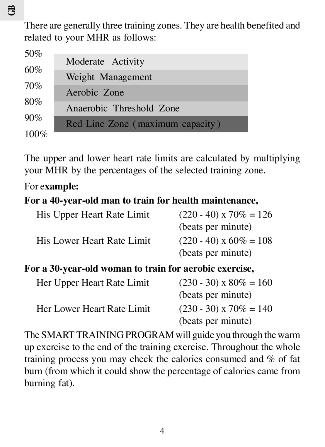 Oregon Scientific HR308 user manual For a 30-year-old woman to train for aerobic exercise 