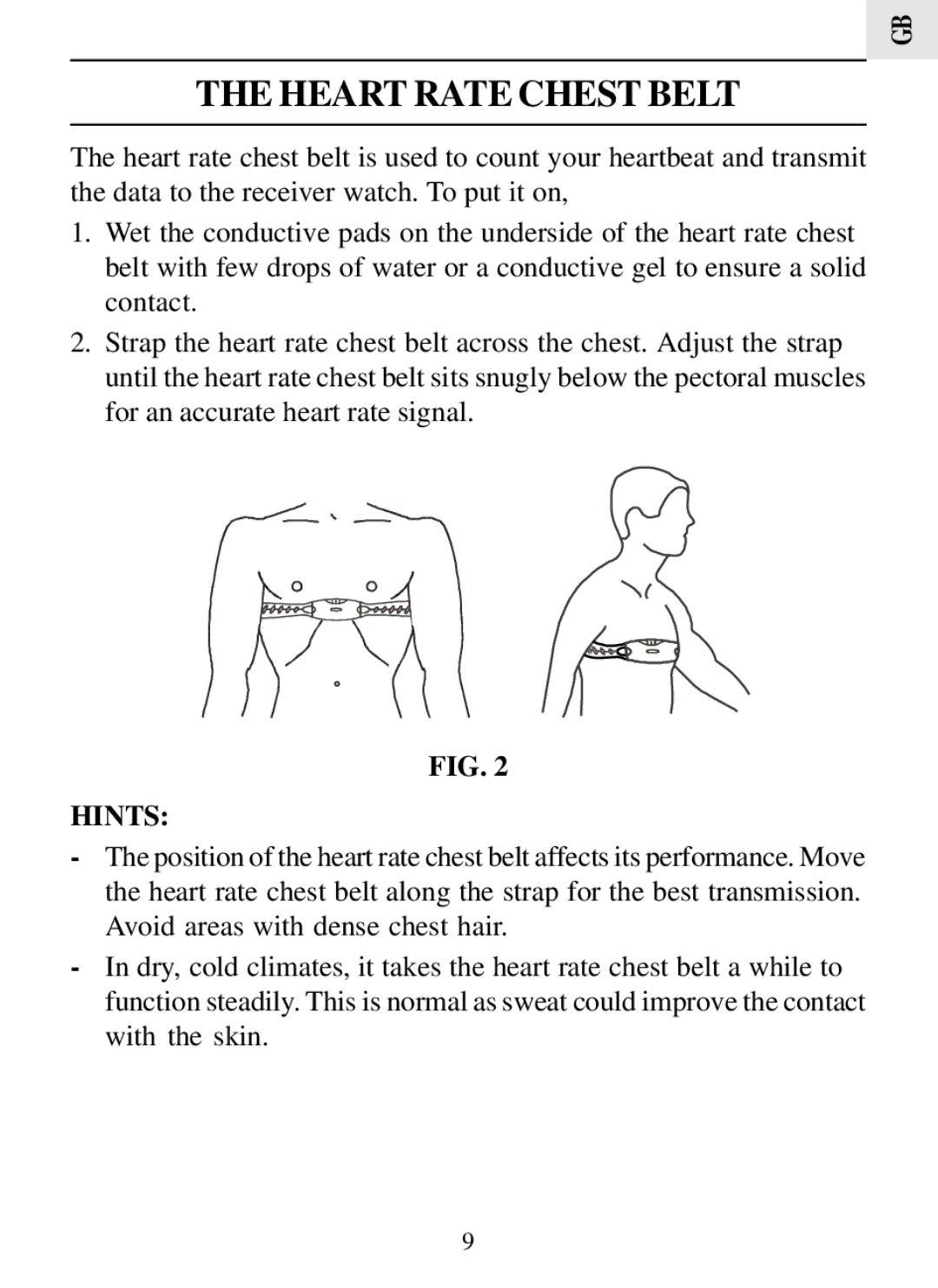 Oregon Scientific HR308 user manual Heart Rate Chest Belt, Hints 