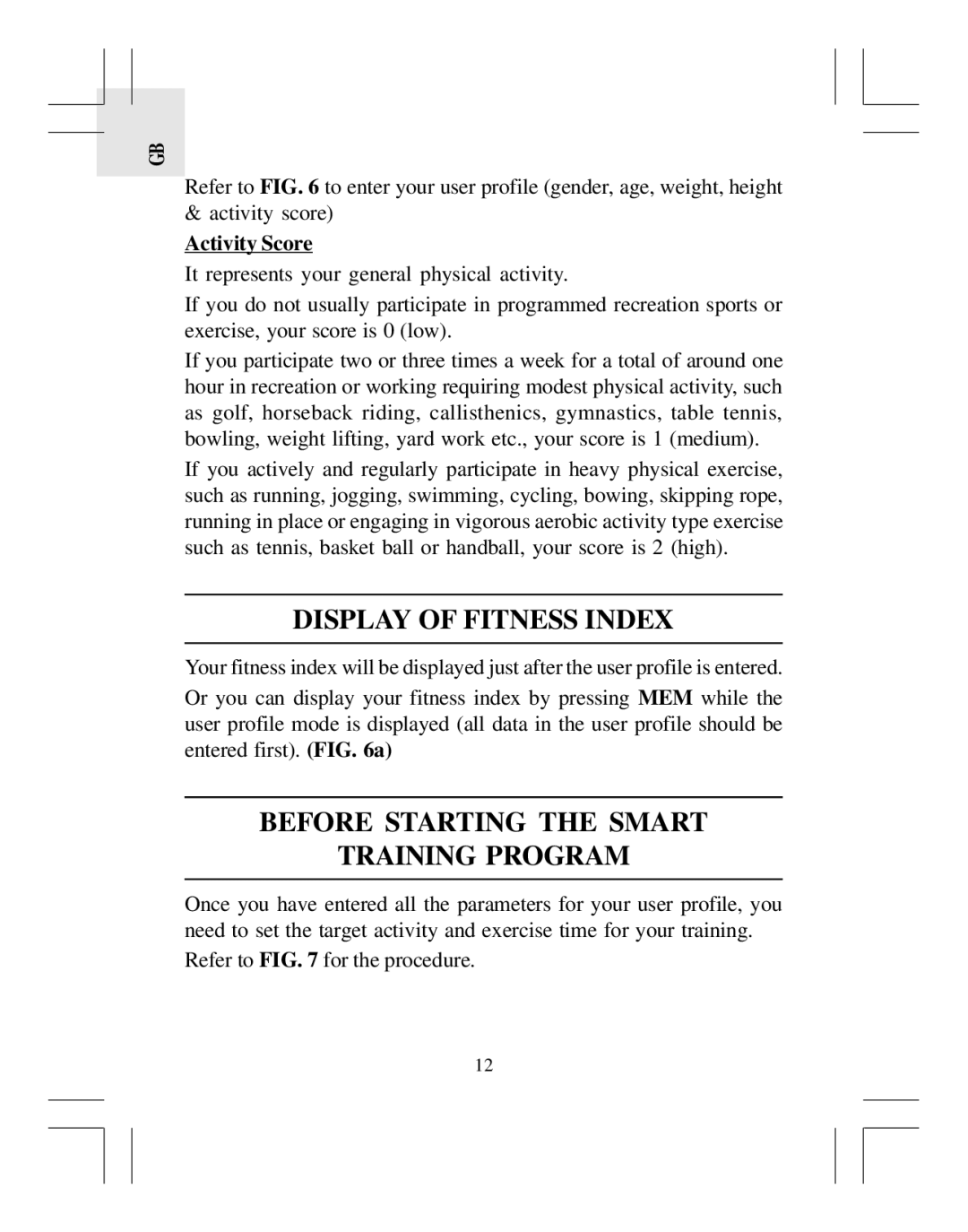 Oregon Scientific HR318 user manual Display of Fitness Index, Before Starting the Smart Training Program 